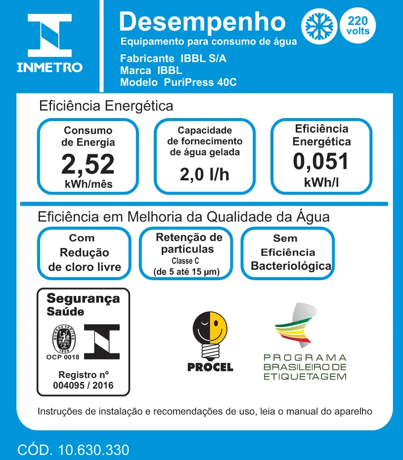 Purificador de Pressão IBBL - PURIPRESS Conjugado -  Cor Inox - Imagem 4